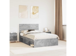 Vidaxl Estrutura Da Cama Com Cabeceira Cinza Concreto 135 X 190 Cm