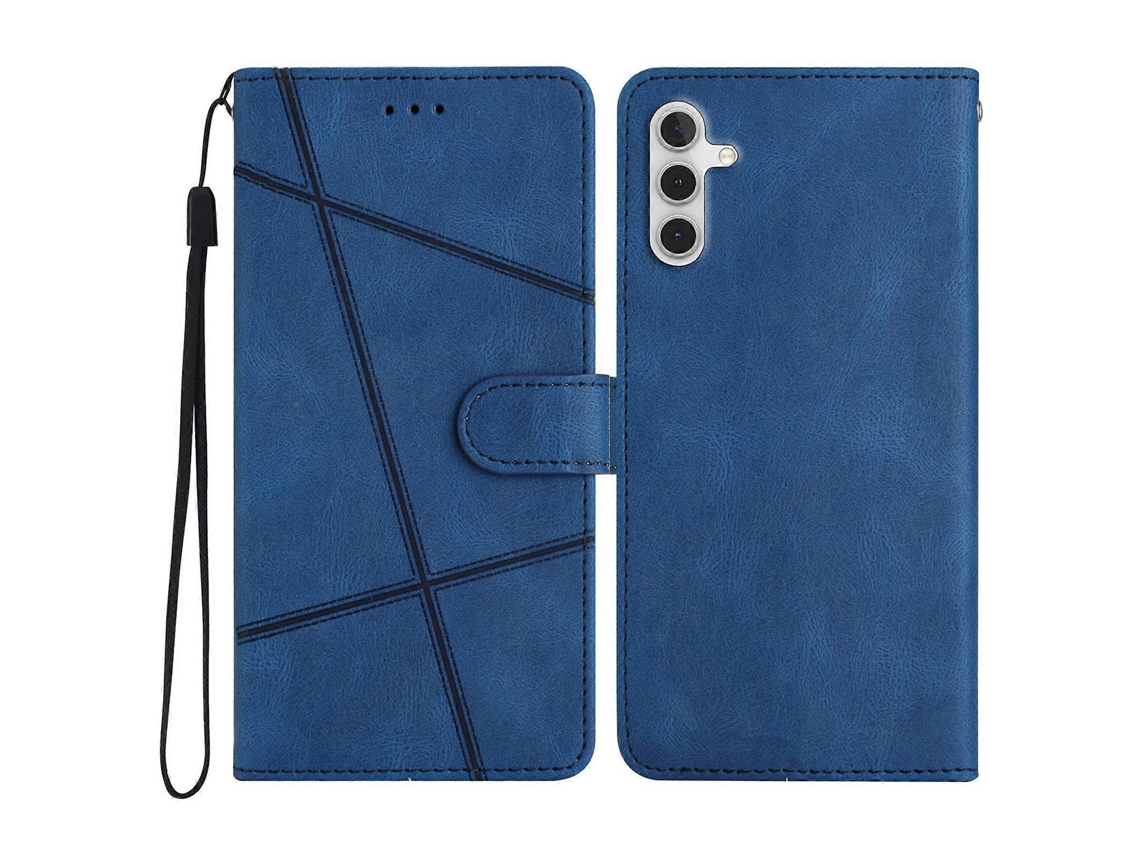 Capa Tipo Carteira Para Samsung Galaxy S25 Fe, Capa Flip De Couro Com Impressão Digital, Azul