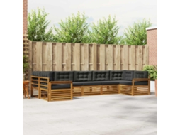 Vidaxl Conjunto De Sofás Para Exterior 7 Unid. Natural E Antracite