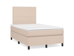Vidaxl Cama Boxspring C/ Colchão 120x190cm Couro Artificial Cappuccino