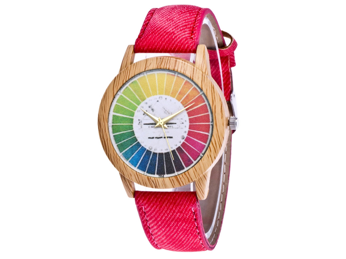 Relógio de Pulseira Casual para Casal com Pulseira de Vaqueiro e Movimento de Quartzo Vermelho