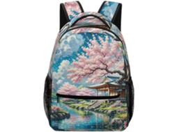 Mochila Infantil Com Estampa De Ramo Cerejeira Em Flor, Escolar Para Viagem Tema Plantas, Livros Da