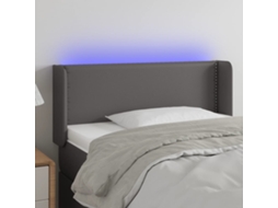 Vidaxl Cabeceira Cama C/ Led 103x16x78/88 Cm Couro Artificial Cinzento