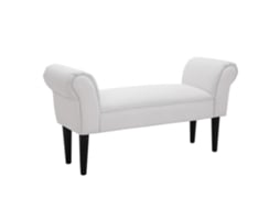 Banco de Pé de Cama Madeira, Tecido de Linho e Espuma Cor Branco 102x31x51cm Homcom