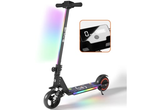 Trotinetes Elétricas E-RIDES S5 Preto para Criança- Vel.Máxima14 KM/H- Autonomia 8 km- Dobrável- Tela LED- Luz Do Pedal