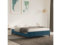 Vidaxl Estrutura de Cama Sem Colchão 140x190 Cm Veludo Azul escuro