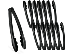 Conjunto De 12 Pinças Pretas Plasticpro, 19, 1cm – Pinças Resistentes E Reutilizáveis Para Servir Na Cozinha Churrasco
