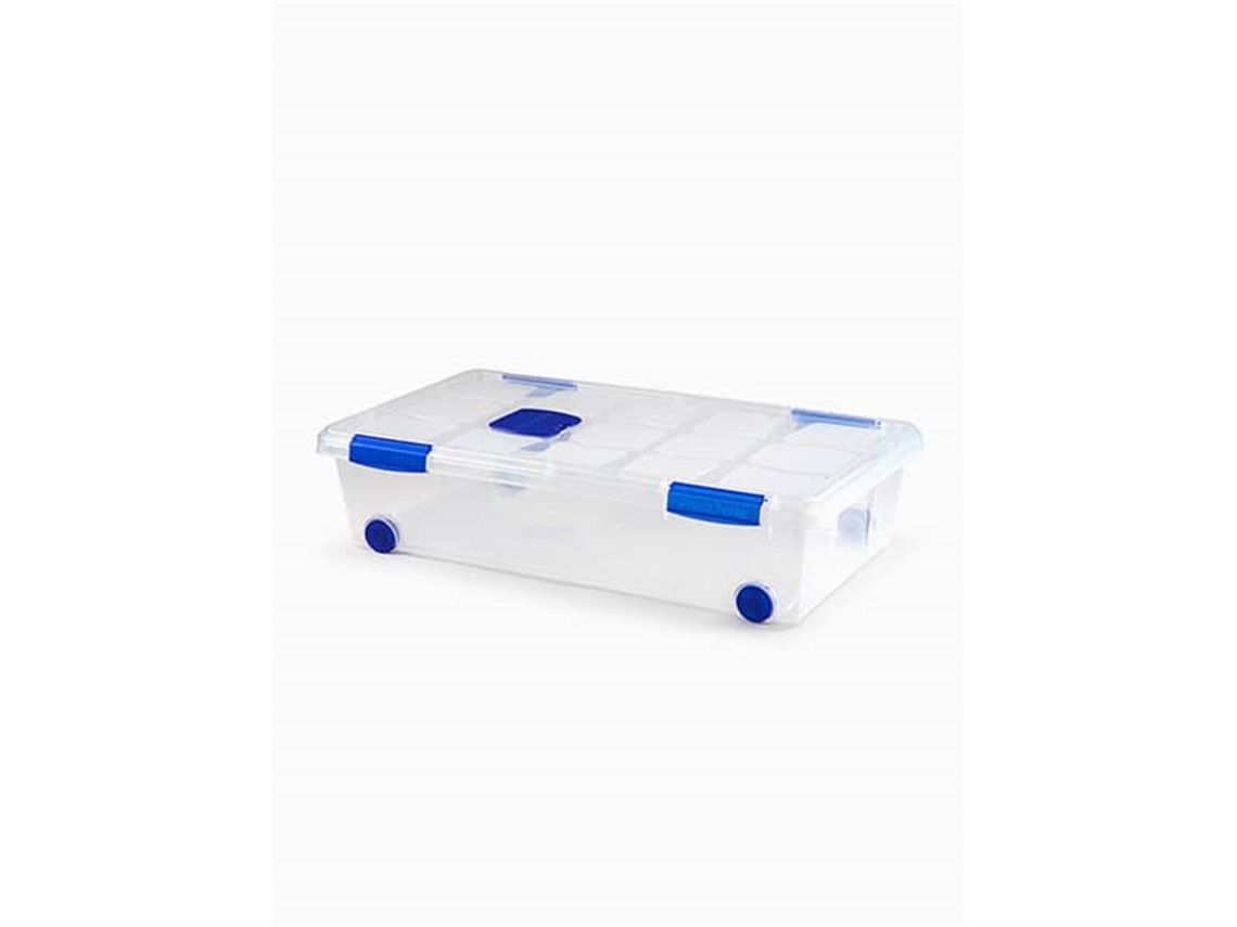 Caja De Ordenación Transparente | Fabricado En Plástico | Almacena Ropa Y Otros Objetos 30 L (73x41x18cm) Con Ruedas