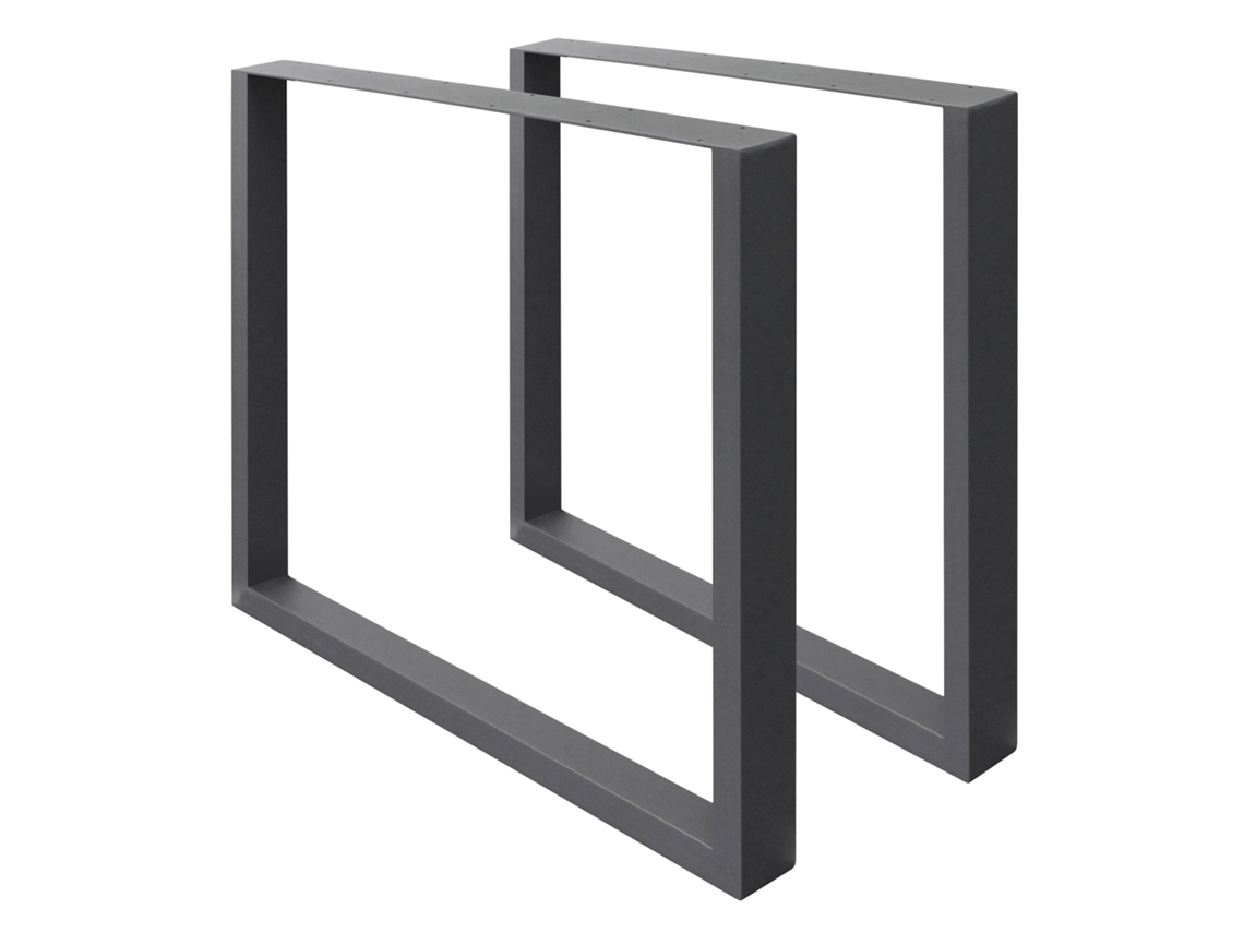 Conjunto de 2 Pés de mesa industriais ECD 60 x 72 cm pó antracite a aço de design quadrado