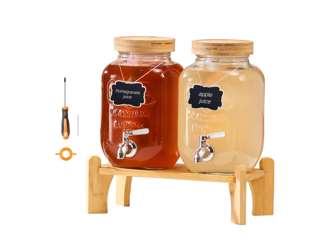 Dispenser De Bebidas 3,8 L Para Festas Em Vidro Com Suporte 2 Unidades Vevor
