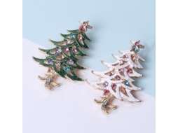 Conjunto 2 Peças Broche De Natal Em Forma De Árvore Para Mulheres E Meninas Joias Presente Ideal