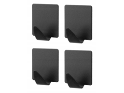 Ganchos Autoadesivos Quadrados Para Roupas, 4 Peças, Pretos