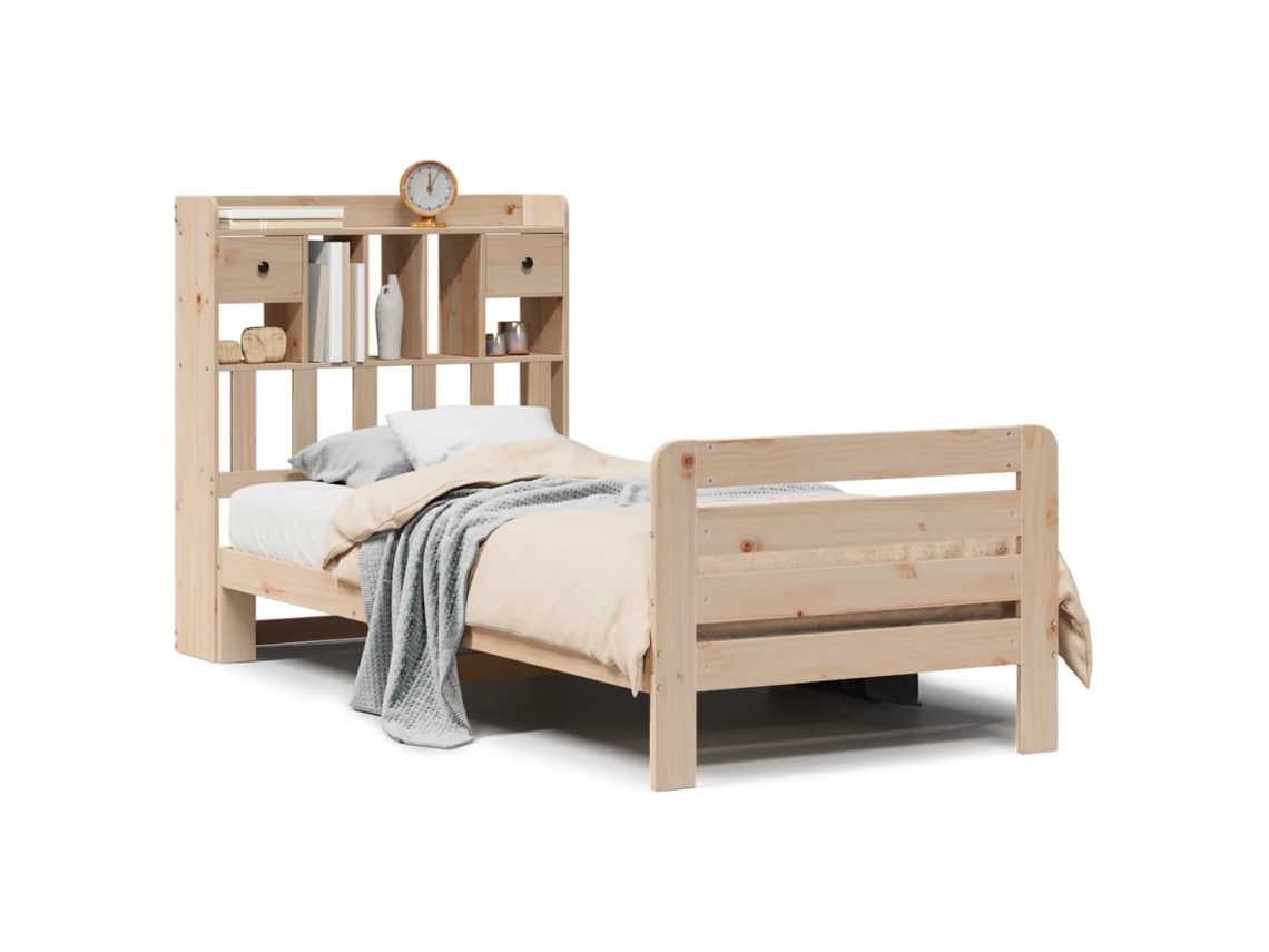 Cama com Estante Sem Colchão 90x200 Cm Pinho Maciço MAISON EXCLUSIVE