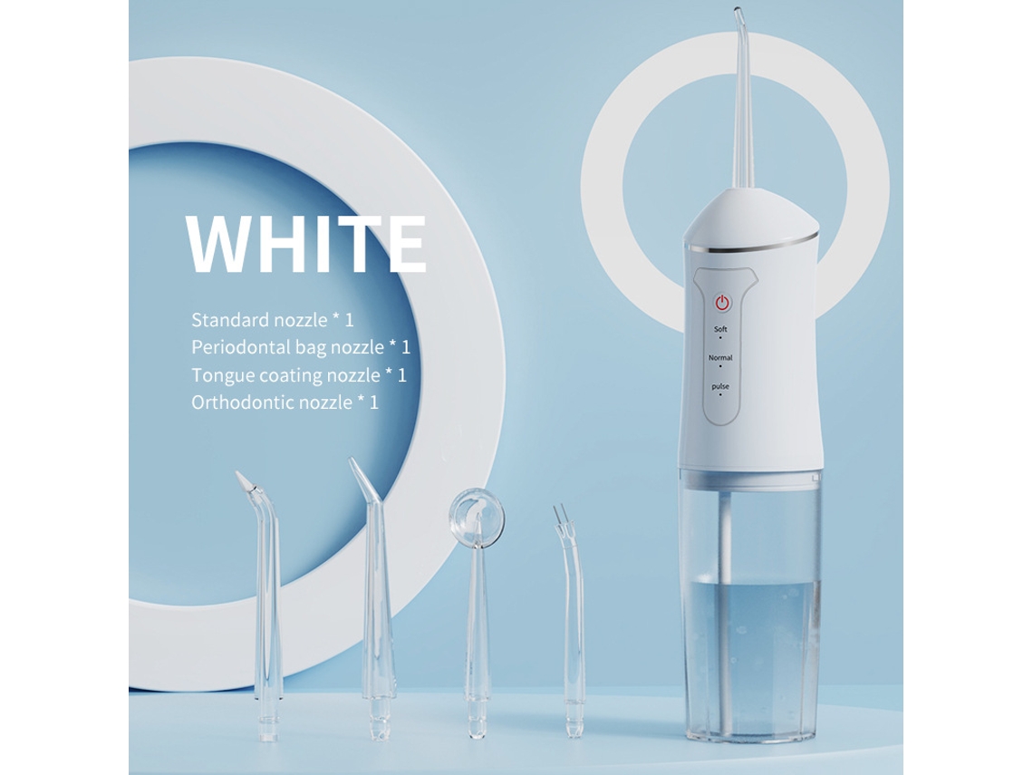Irrigador Oral Dentário Recarregável , 3 Modos,220ml, para o Cuidado do Aparelho Ortodôntico Branco HEXINYIGJLY