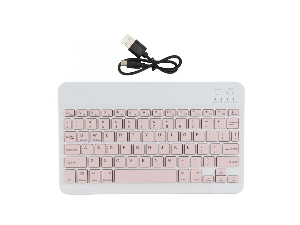 Teclado Sem Fio Bluetooth De 10 Polegadas Rosa