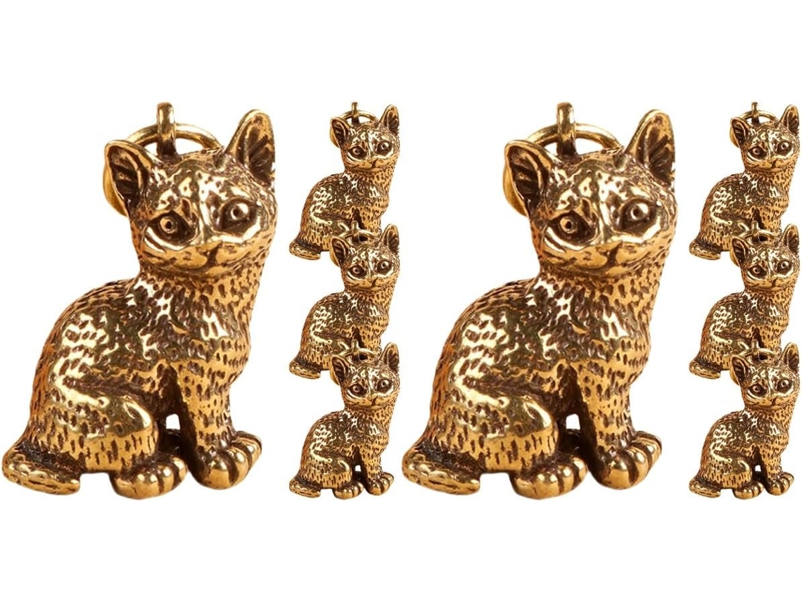 Pingente De Gato Em Latão - Acessórios Criativos Para Chaveiros - Decorações Fofas Para Fazer Você Mesmo