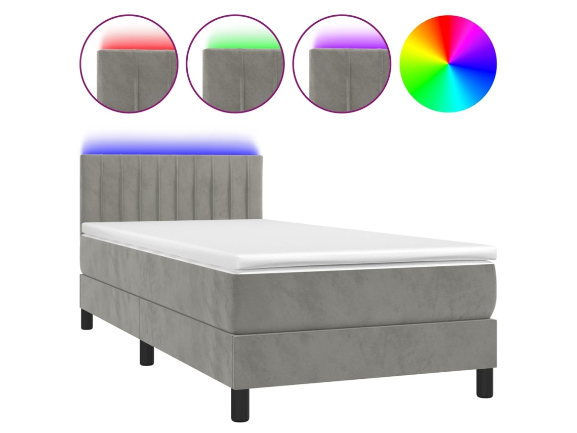 Box Spring Bed, Box Spring Beds Vidaxl Cinzeto Veludo (100 X 200 Cm)