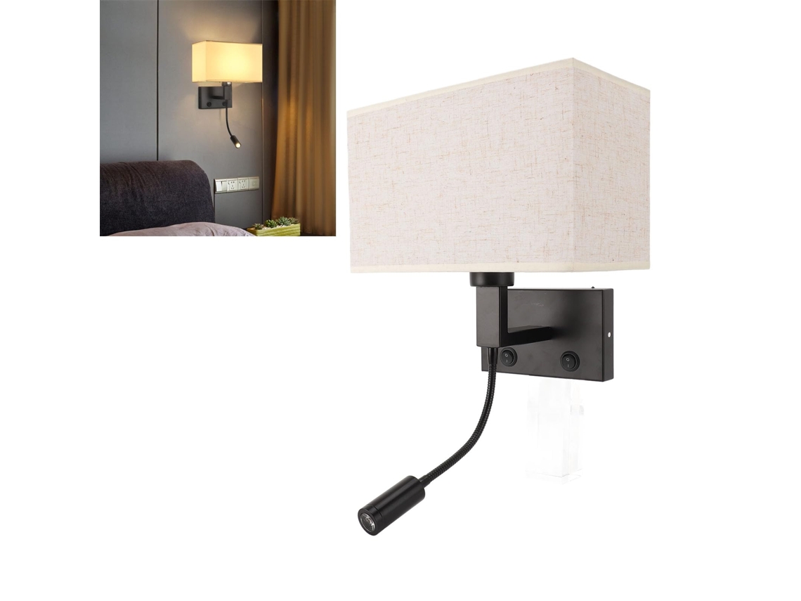 Plafonnier De Led Para Quarto,abajur De Linho E Ferro Galvanizado Preto,luminária De Cabeceira Para Sala,dormitório,hotel,corredor Btforus