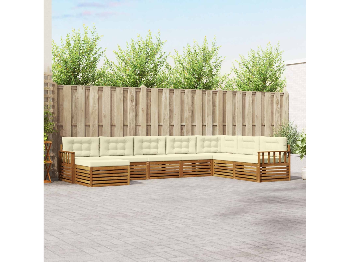Vidaxl Conjunto De Sofás Para Exterior 8 Unid. Natural E Creme