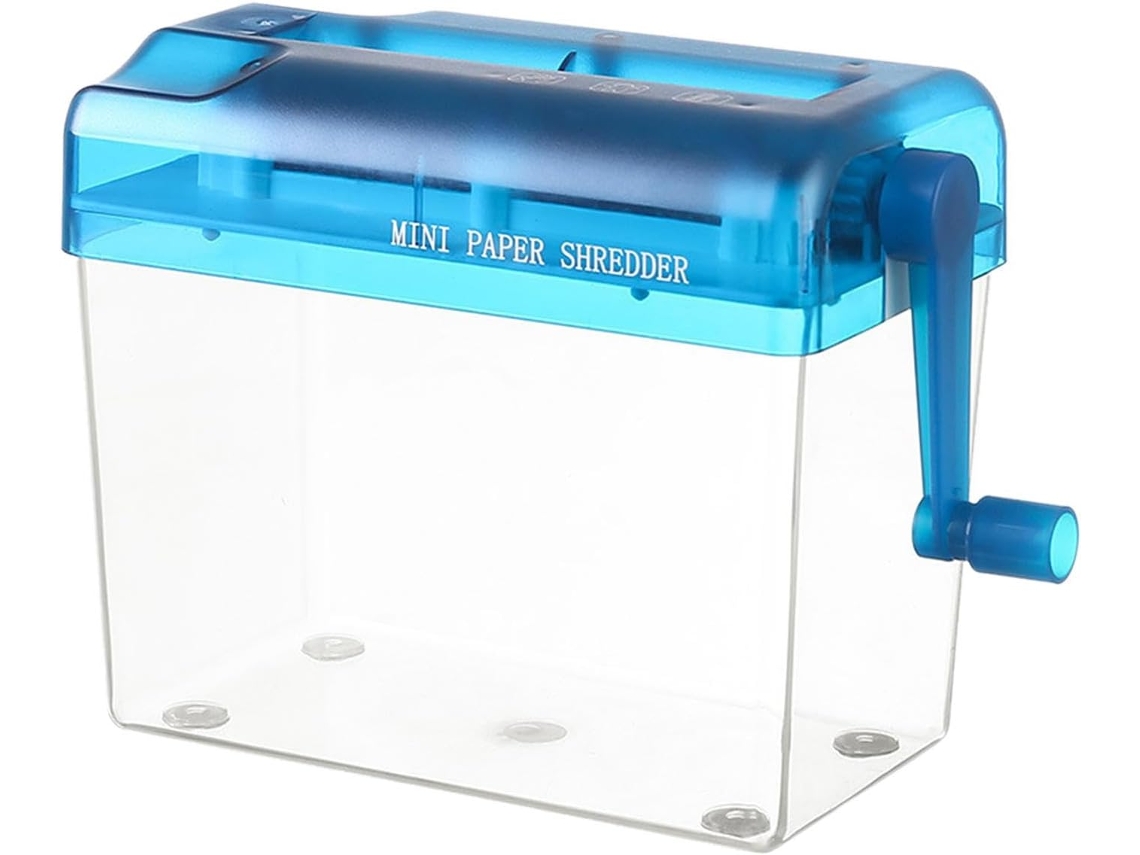 Mini Destruidor De Documentos Manual De Manivela Para Documentos E Resíduos A4, Azul