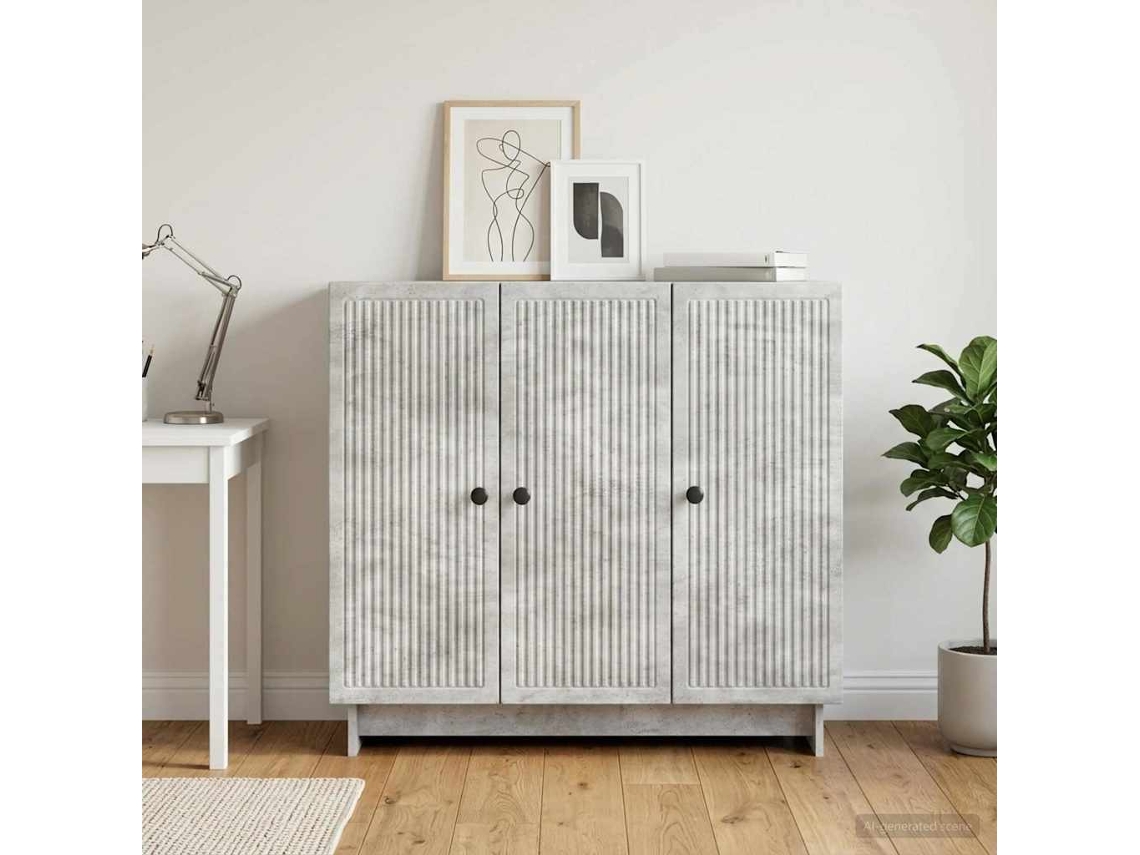 Vidaxl Buffet Cinzento Cimento 89 X 34,5 X 80 Cm Derivados De Madeira