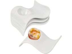 4 Tazas de Huevo de Porcelana, Soporte de Huevos Resistente Y Apilable, 13.5x8x3.5cm, para Hogar, Restaurante, Hotel, Blanco