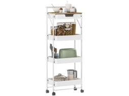 Carrinho Auxiliar, Cor Branco, 5 Cm para Ambiente Interno BTFORUS