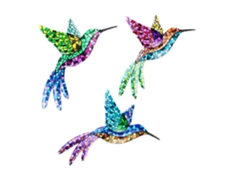 3pcs Arte de Parede Beija flor em Metal Escultura de Aves Decorativa para Indoors e Outdoors Jardim Casa
