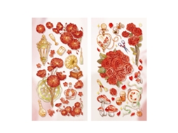 2pcs adesivos retro para scrapbook flores douradas | S/MARCA