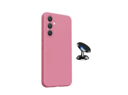 Kit Suporte Magnético Capa Silicone Líquido Phonecare Para Samsung Galaxy A27 - Rosa
