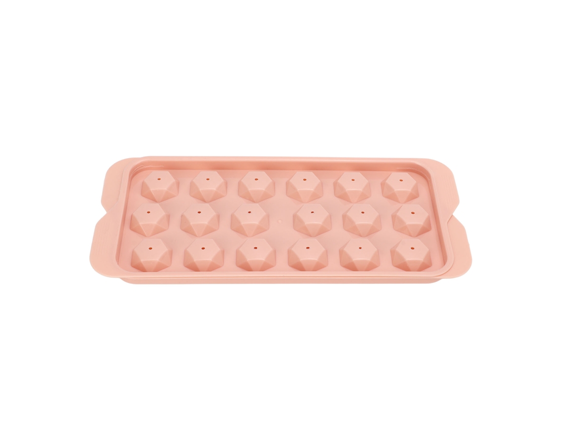 Bandeja de Gelo Tampa com 18 Cubos, Material PP Diamante Rosa, Ideal para Alimentação, Molde de Gelo Bonito