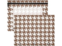 Conjunto de 2 Estojos Portáteis para Fichários 3 Argolas, Estudantes, Material Escolar, Professores, Marrom, B