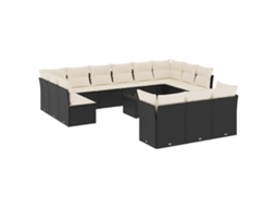Conjunto de 14 Sofás P/ Jardim C/ Almofadões Vime Pe Preto MAISON EXCLUSIVE (14 pcs)