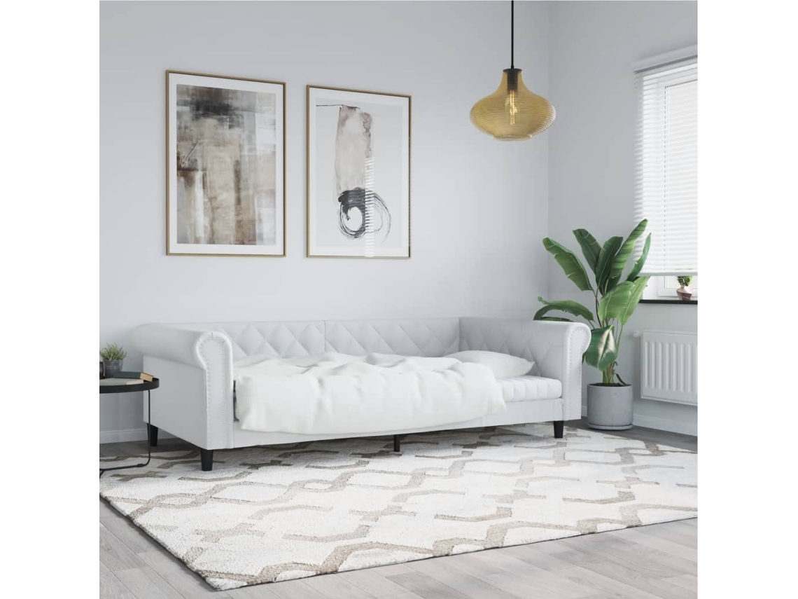 Cama De Solteiro | Camas Para Quarto | Sofá-cama 90x200 Cm Couro Artificial Branco