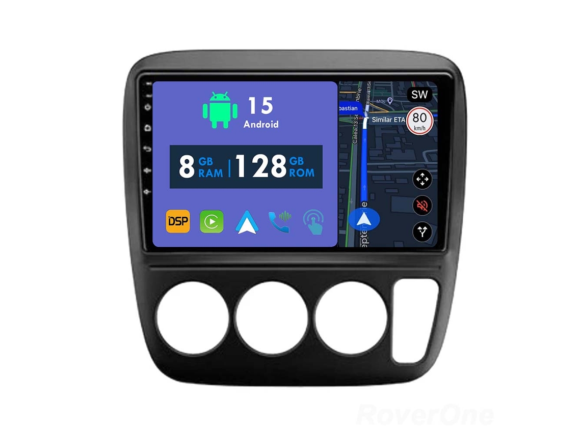 Auto Rádio Carro Bluetooth Autoradio 8GB RAM 128G ROM CarPlay Navegação GPS Ecrã Táctil RoverOne para Honda CRV CR-V 1995-2001  