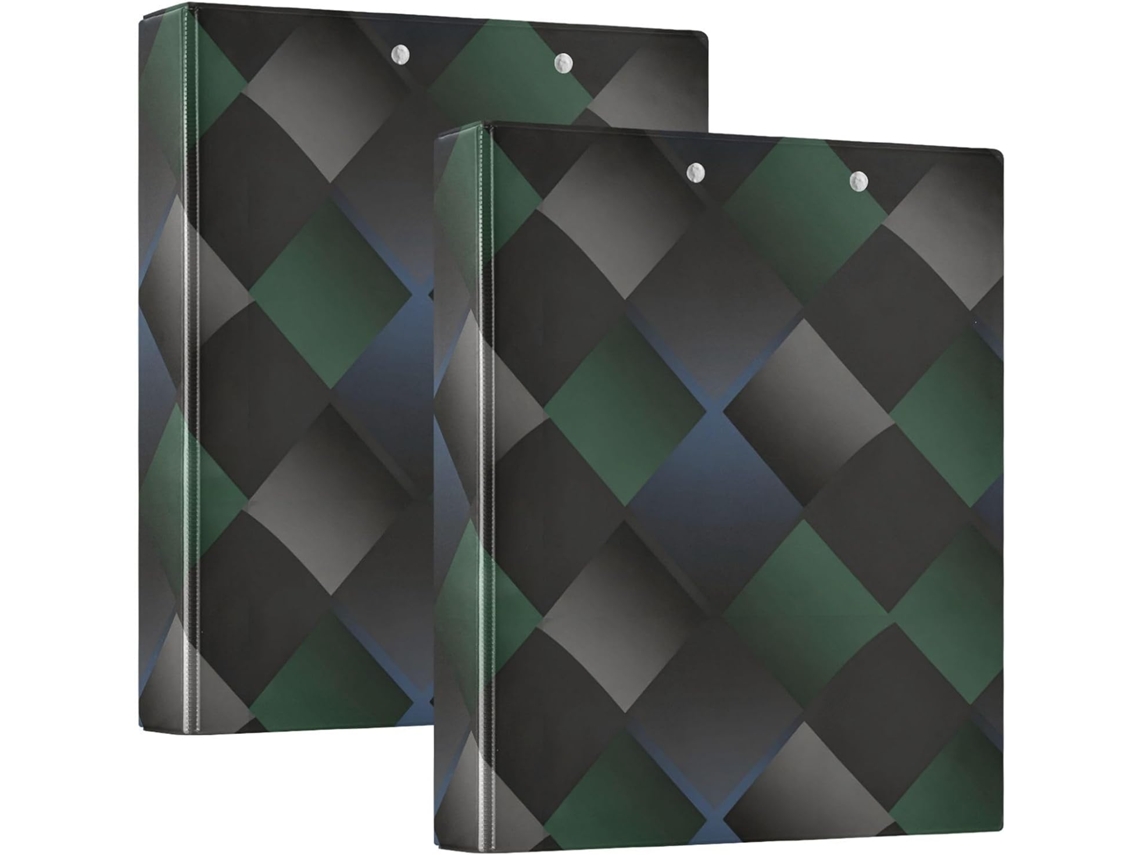 Pasta De Argolas Quadradas Escuras 1, 5 Polegadas, Argolas Redondas Com Bolsos Internos, Pacote Com 1 2 Pastas De