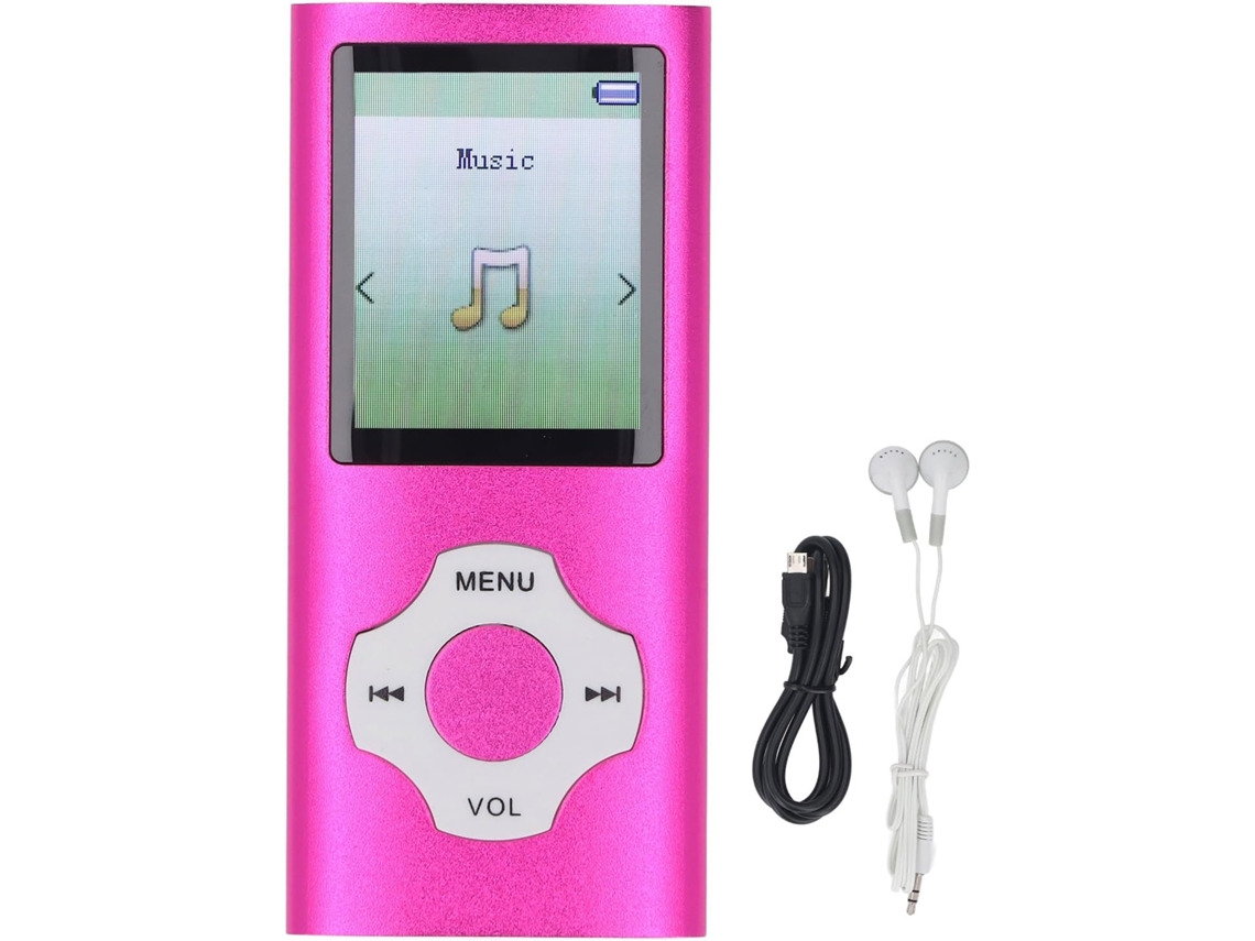 Leitor de MP3/MP4 de 128 GB, tela de 1 polegada, 128 GB, 10 horas de reprodução de música portátil com som HiFi colorido de 1,8 polegadas (rosa)