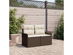 Vidaxl Sofá De Jardim Com Almofada Castanho 141 X 62 X 69cm Vime Pe