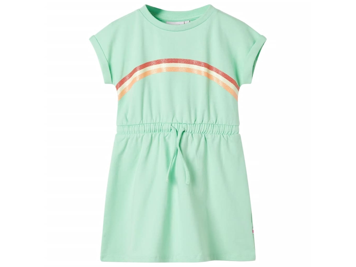 Vestido De Criança Com Cordão Verde Brilhante 128