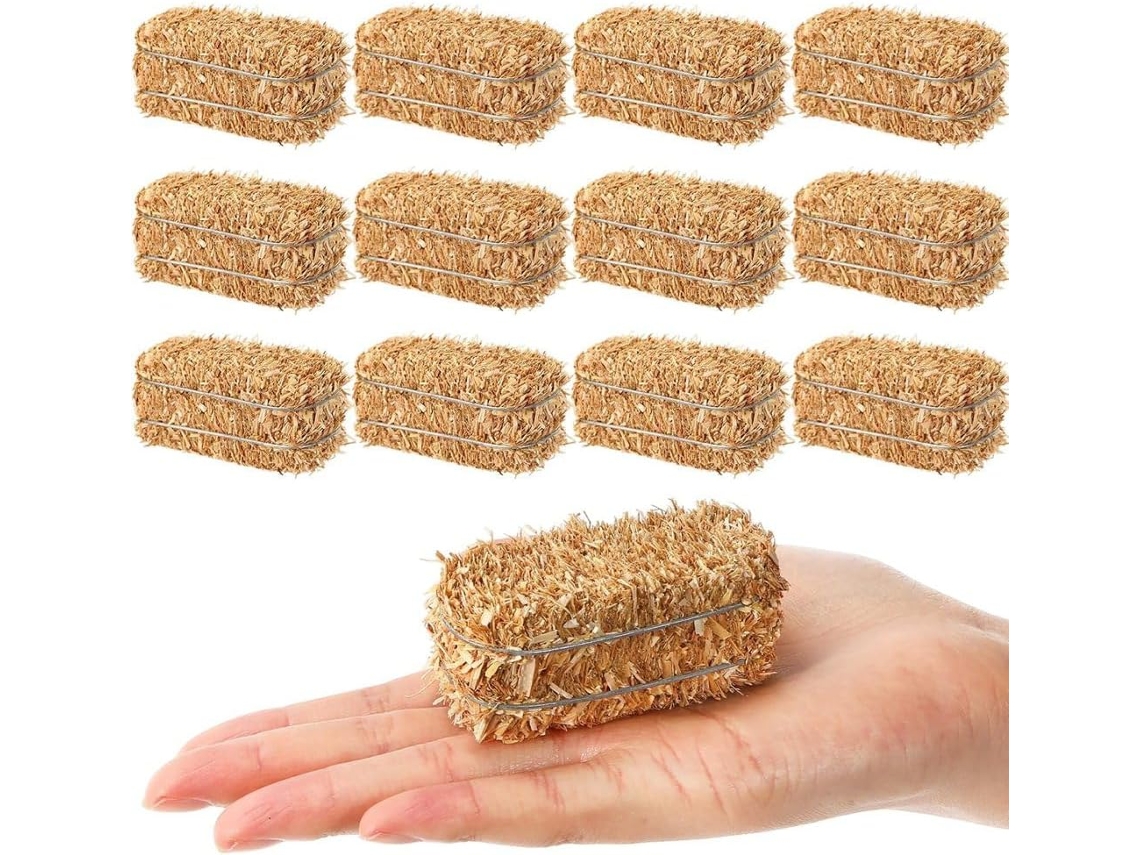 Lote De 12 Mini Fardos De Palha Decorativas Para A Decoração Do Outono Colheita,
