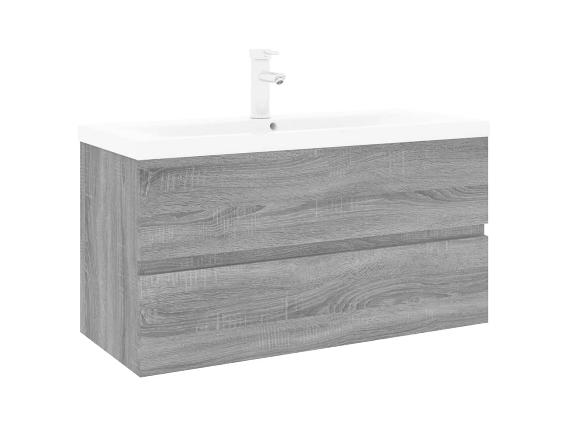 Sink Cabinet With Basin, Sink Cabinets With Basins Vidaxl Cinzeto Madeira Processada (90 X 38.5 X 45 Cm)