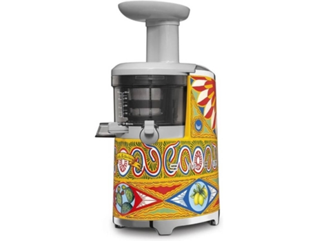 Slow Juicer SMEG Dolce&Gabbana SJF01DGEU — Slow juicer 150 W. tecnologia de pressão suave e lenta. velocidade de 43 rpm. pinha de pressão e escova rotativa em ULTEM. escova rotativa com 4 escovas em silicone. tampa vedante para evitar vazamentos