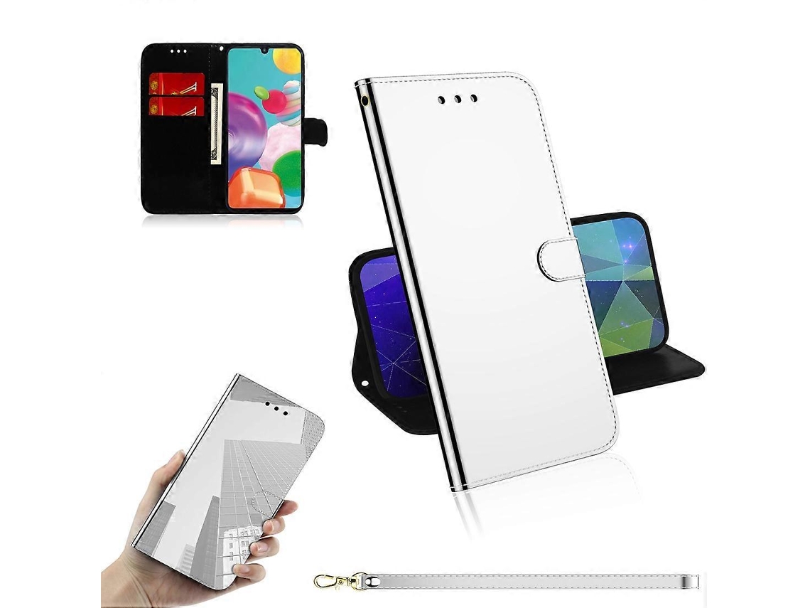 Capa De Couro Com Superfície Espelhada, Abertura Horizontal, Suporte, Compartimentos Para Cartões, Carteira E Cordão Para Galaxy A41.