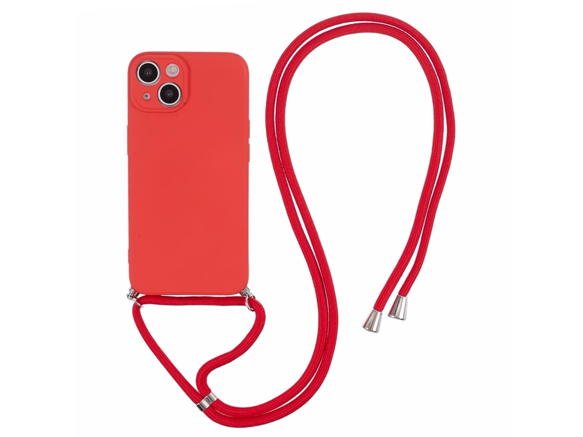 Correia Casa Emborrachado Para Iphone 15 Pele Sintética Vermelho