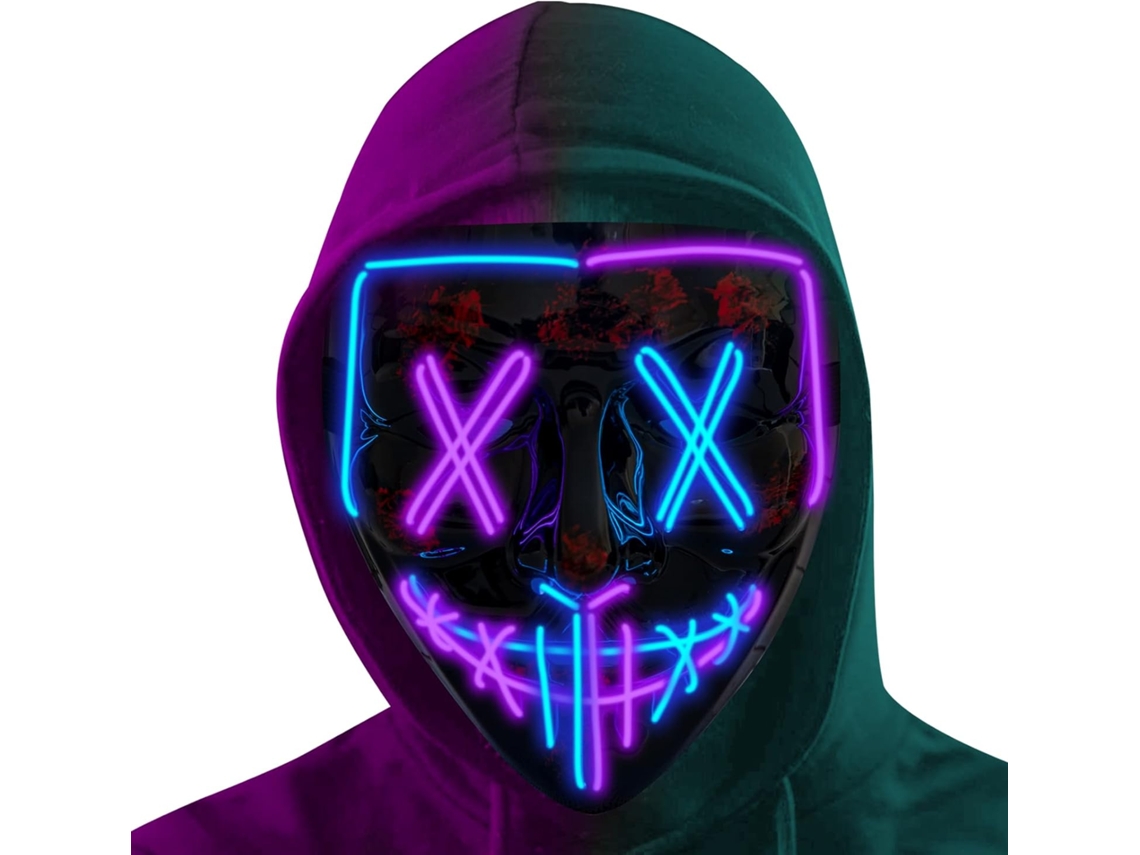 Máscara De Luz Led Máscara Assustadora Para Fim De Semana Cosplay Fantasia Baile De Máscaras, Carnaval Gks