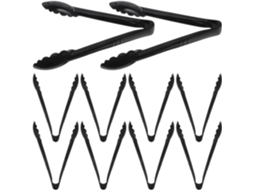 Veemoon Conjunto De 10 Pinças Plástico Preto Resistentes Ao Calor Para Cozinha Buffet Utensílios Servir Elegantes E