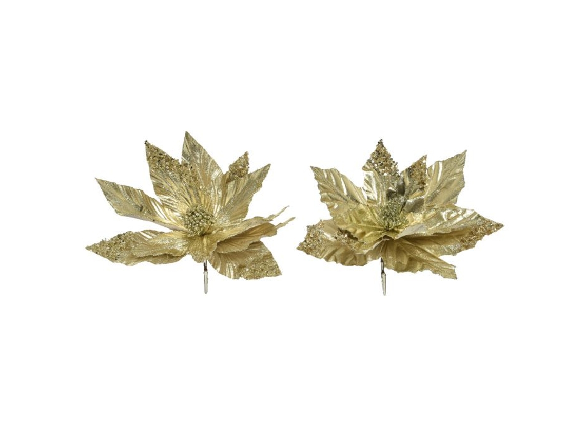 Fiore Com Clip 30x5cm Ouro Claro Decoração Adornos