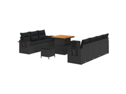 Conjunto 10 Conjunto De Sofás Para Exterior Vidaxl Preto Vime Pe (80 X 80 X 71 Cm)