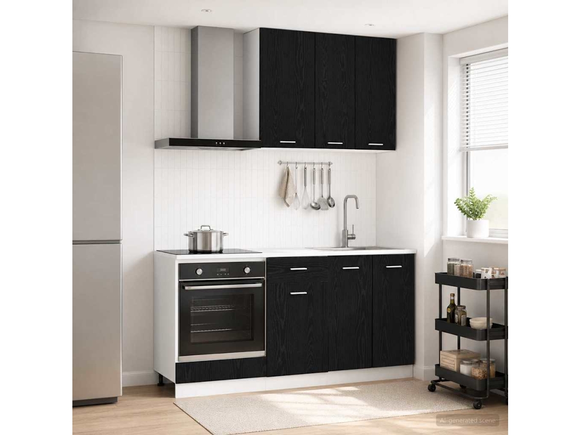 Vidaxl Unidade De Cozinha Lyon 5 Pcs Carvalho Preto