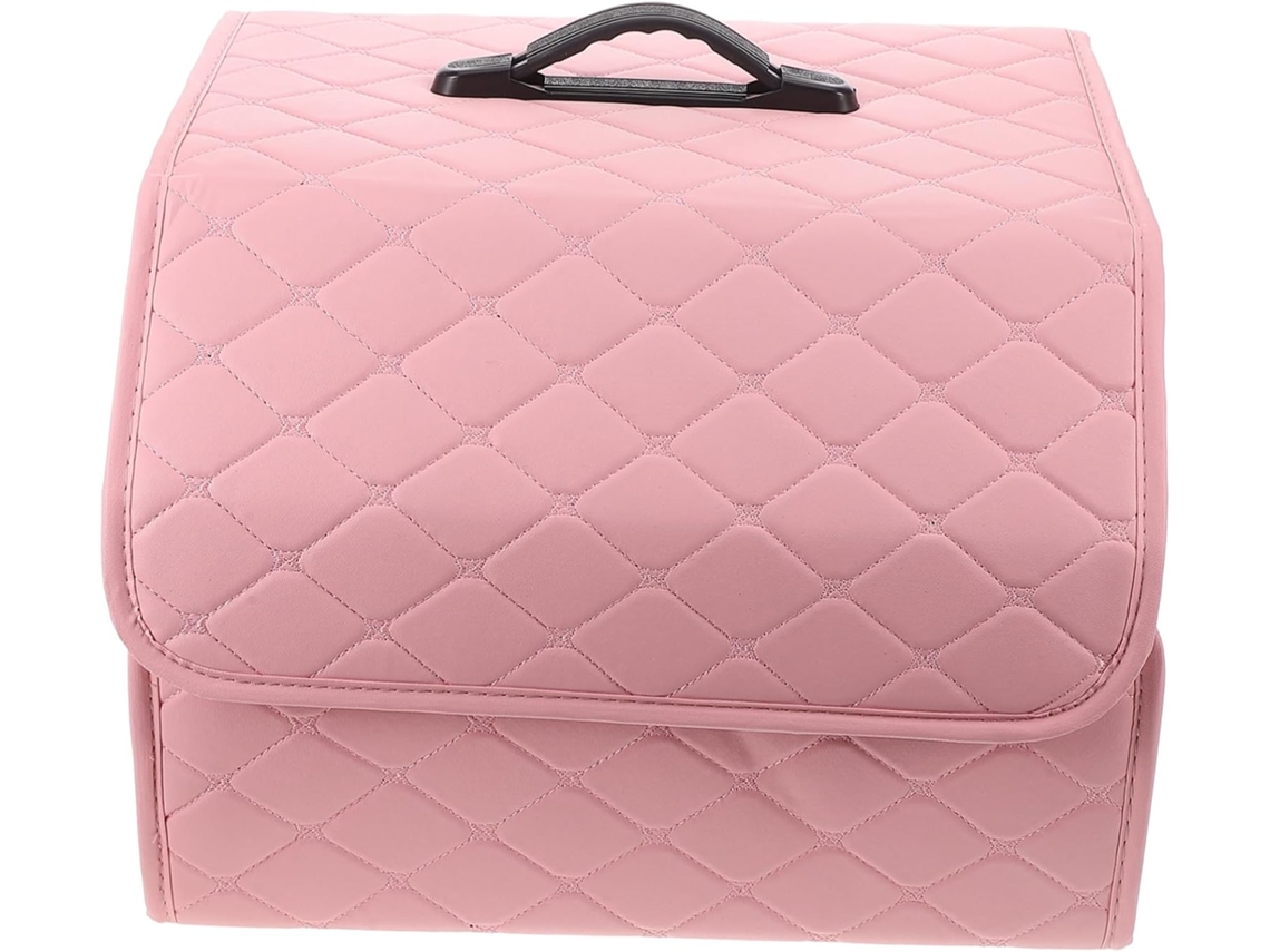 Organizador de bolsas para carro em couro sintético, dobrável, com capacidade de armazenamento.